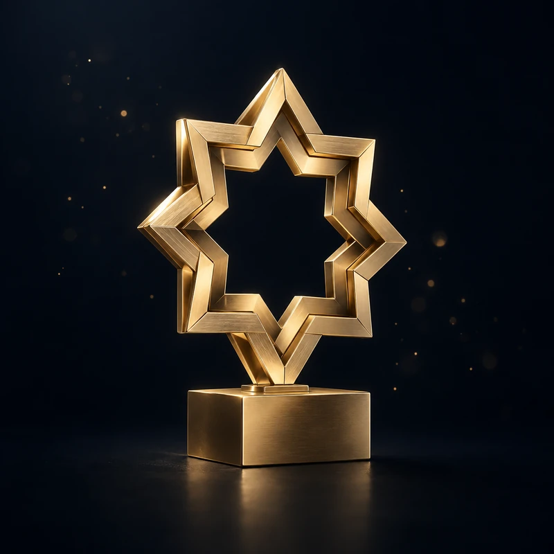 Trophée sculptural doré en forme d’étoile à huit branches